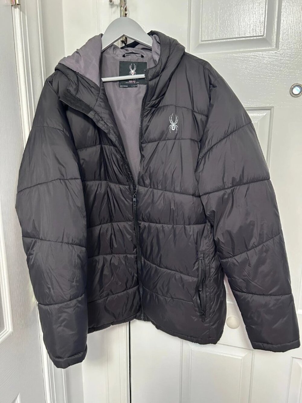 Spyder Men’s Puffer Jacket – Insulated Hooded Coat – Size Large